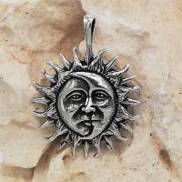 925 Silberanhänger – Sonne und Mond mit Strahlenkranz