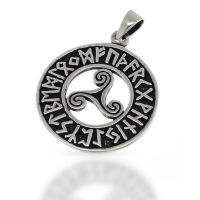 925 Sterling Silberanhänger - Triskele mit Runenkreis