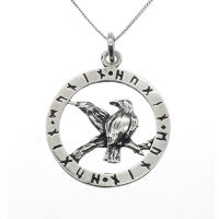 925 Sterling Silberanhänger - Runenkreis Hugin und...