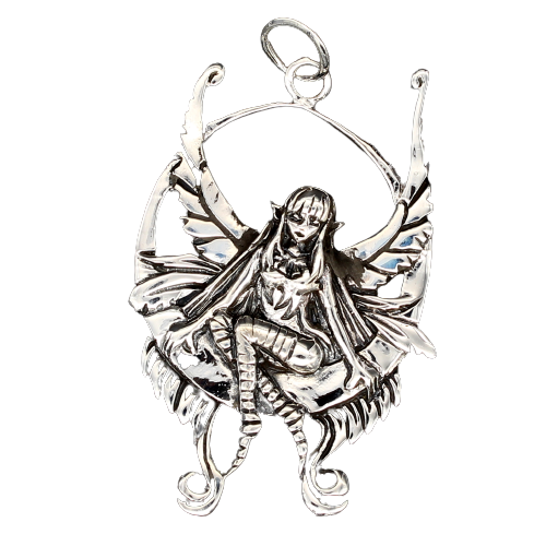 Silberanhänger - 925 Sterling Silber - Fee Melodia auf ihrer Traumschaukel