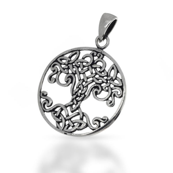 925 Sterling Silberanhänger - Lebensbaum mit keltischem Knoten