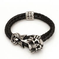 Edelstahl - Leder Armband