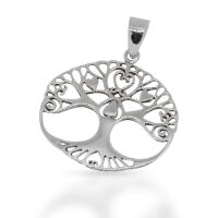 Tree of Life Pendant with Heart Motifs in 925 Sterling...