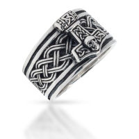 925 Sterling Silver Ring - Thors Hammer With Skull