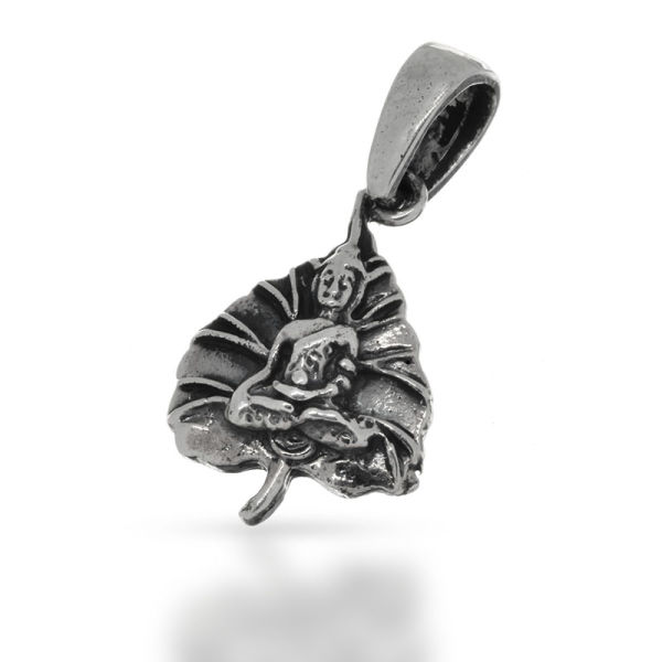 925 Sterling Silberanhänger - Kleiner Blatt-Buddha "Fan"