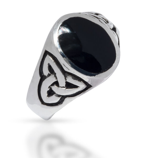 925 Sterling Silberring - Siegelring Onyx Fenrirs Warth 68 (21,6 Ø) 12,2 US