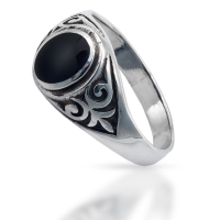925 Sterling Silberring - Onyx Sigyns Loyalty