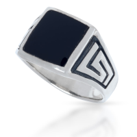925 Sterling Silberring - Onyx Small Maze