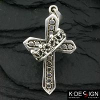 925 Sterling Silberanhänger - Kreuz mit Krone...