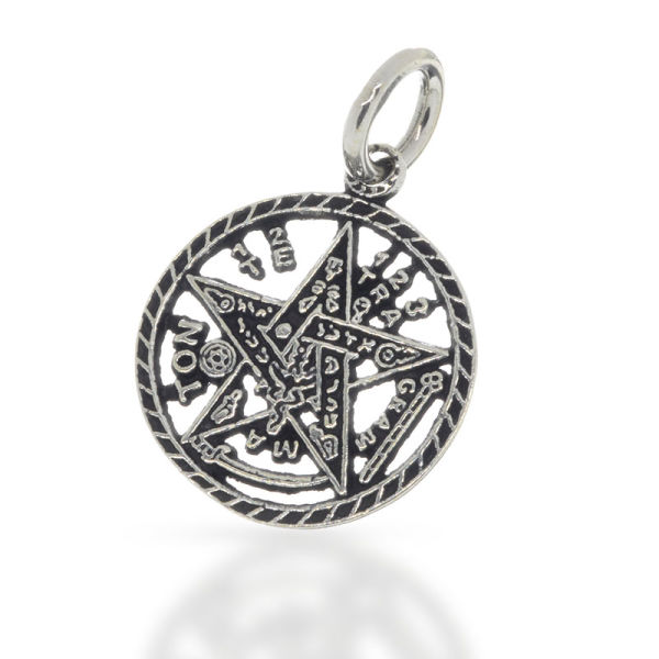925 Sterling Silberanhänger - Pentagramm mit Zeichen