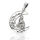 925 Sterling Silberanhänger - Sterling Silber 925 - Wolf auf der Mondsichel mit Pentagramm