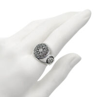 925 Sterling Silberring - Helm des Awe mit Walknoten
