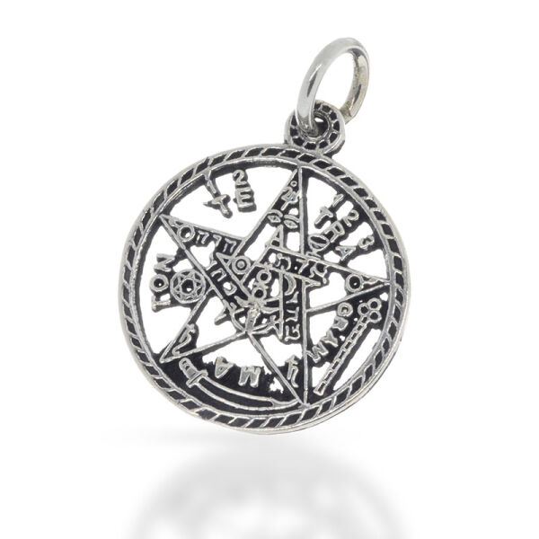 Mini-Pentagramm-Amulett mit feinen Zeichen aus 925er Silber