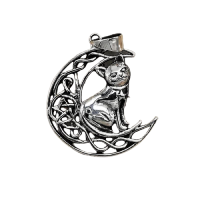 925 Sterling Silver Pendant - Cat Moon "Fortuna"