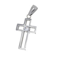 Stainless Steel Pendant – Open Cross with Round...