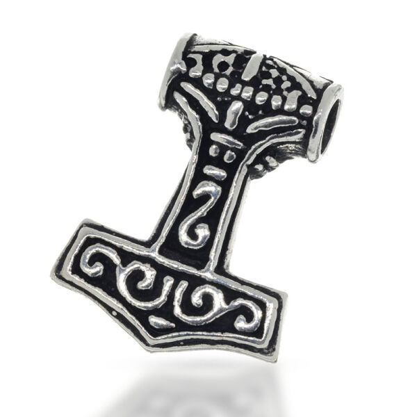 Thors Hammer “Mjølner” with Animal Mask and Spirals in 925 Sterling Silver