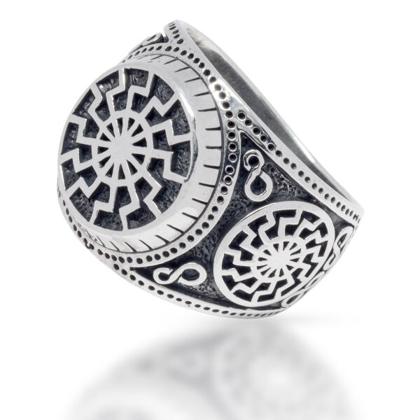 925 Sterling Silver Ring - Black Sun