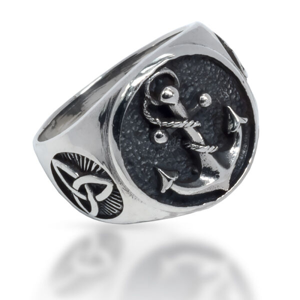 925 Sterling Silver Ring - Anchor & Triskele 70 (22,2 Ø) 13,0 US