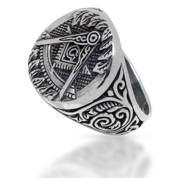 925 Sterling Silberring - Freimaurerring 62 (19,7 Ø) 9,9 US