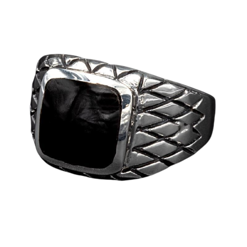 925 Sterling Silberring - Onyx "Jórmungá" 73 (23,1 Ø) 14 US