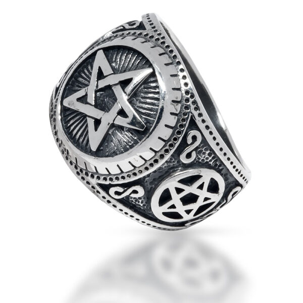 925 Sterling Silberring - Pentagramm 54 (17,2 Ø) 6,8 US