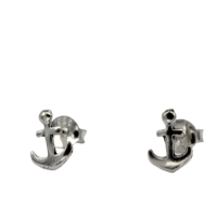 925 Sterling Silver Stud Earrings - Anchor "Ahoy"