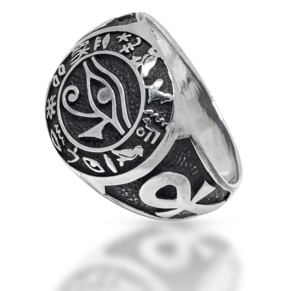 925 Sterling Silberring - Auge des Ra mit Anch 59 (18,8 Ø) 8,7 US