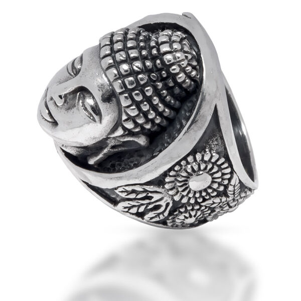 925 Sterling Silberring - Buddha mit Om Zeichen 64 (20,4 Ø) 10,7 US