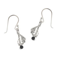 Silberohrschmuck mit Opal - Black Leaf