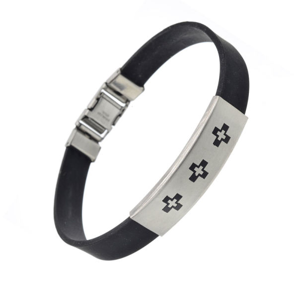 Vinyl-Edelstahlarmband - Triple Cross