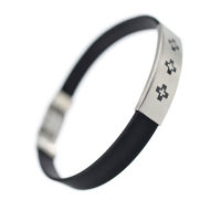 Vinyl-Edelstahlarmband - Triple Cross