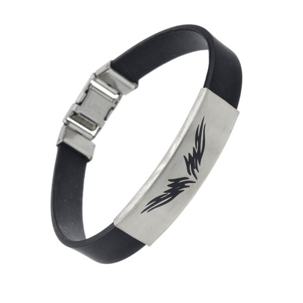 Vinyl-Edelstahlarmband - Tribal Wings