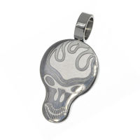Stainless steel pendant - skull with flames