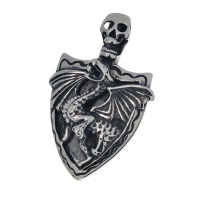 Edelstahlanhänger – Drachenschild mit...