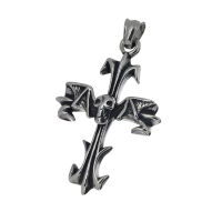 Stainless Steel Pendant – Pointed Gothic Cross with...