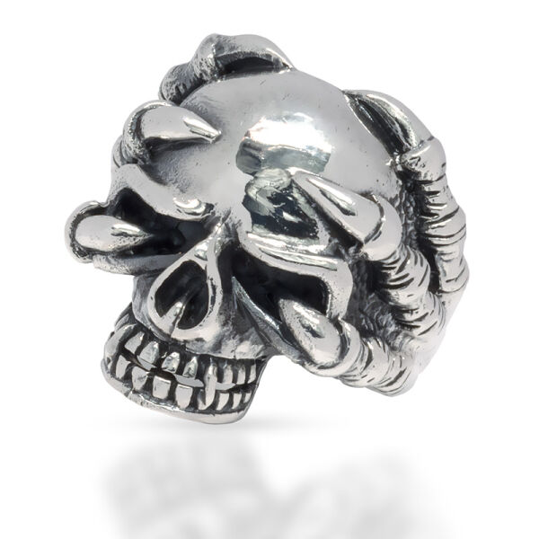 925 Sterling Silberring - Totenkopf mit Krallen 68 (21,6 Ø ) 12,2 US