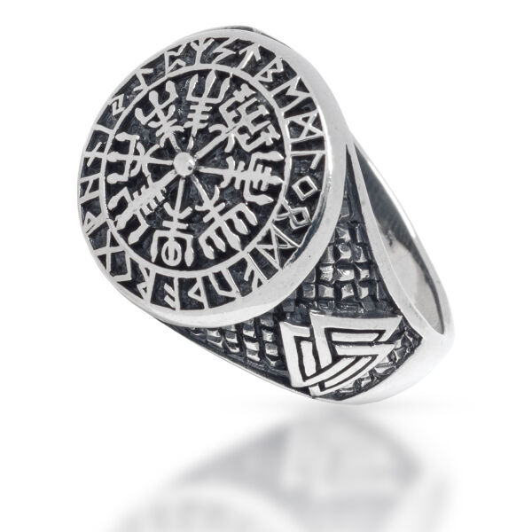 925 Sterling Silberring - Vegvisir "Walknoten" 59 (18,8 Ø) 8,7 US