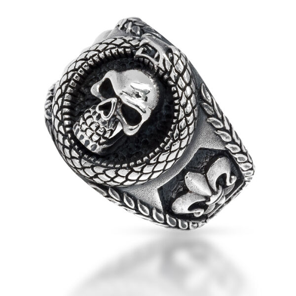 925 Sterling silver ring - skull with snake 67 (21,3 Ø) 11,8 US