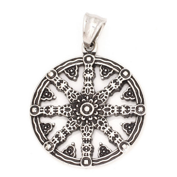 Edelstahlanhänger - Rad Dharma Chakra
