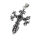 Stainless steel pendant - Cross “Xomer” Fleur de Lis with black stone