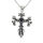 Stainless steel pendant - Cross “Xomer” Fleur de Lis with black stone
