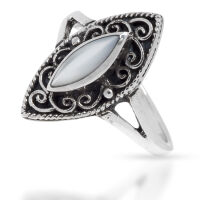 925 Sterling Silberring - Boho Echtstein "Jill" Onyx-58 (18,4 Ø) 8,4 US