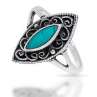 925 Sterling Silberring - Boho Echtstein "Jill" Onyx-58 (18,4 Ø) 8,4 US
