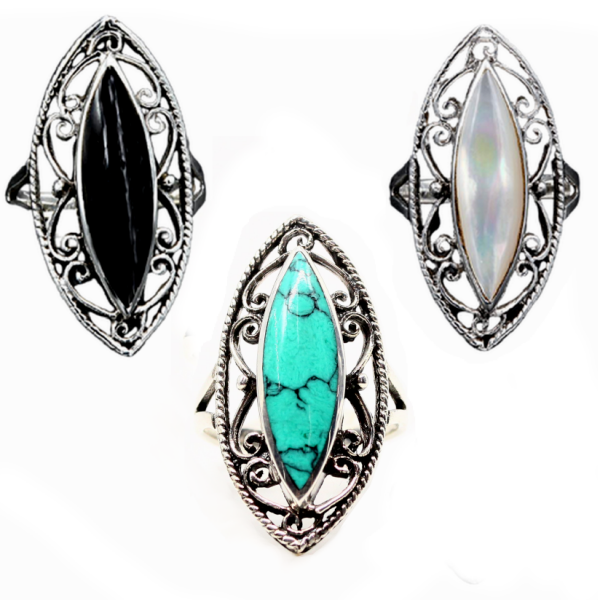 925 Sterling Silberring - "Esmeralda" Onyx 60 (19,1 Ø) 9,1 US