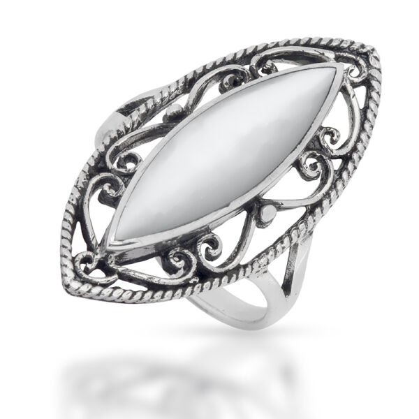 925 Sterling Silberring - "Esmeralda" Perlmutt 54 (17,2 Ø) 6,8 US