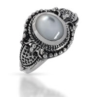925 Sterling Silberring - "Jade" Schwarz 57 (18,2 Ø) 8,4 US