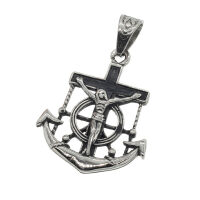 Stainless Steel Pendant - Anchor Cross with Jesus