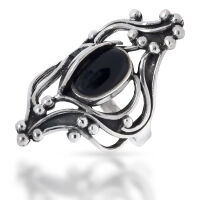 925 Sterling Silberring - "Luna" Onyx 56 (17,8 Ø) 7,6 US