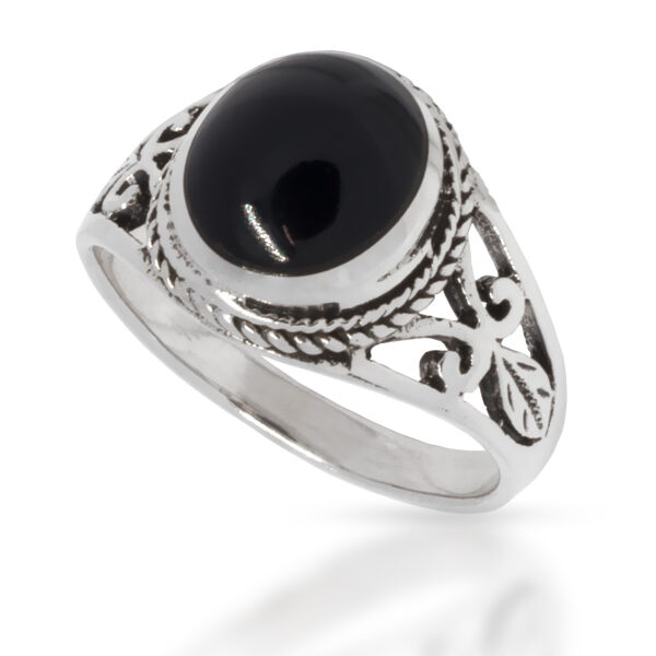 925 Sterling Silberring - "Breanna" Onyx 56 (17,8 Ø) 7,6 US