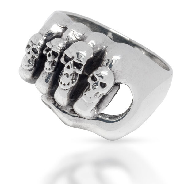 925 Sterling Silver Ring - Hell Fist with Skulls 72 (22,8 Ø) 13,8 US